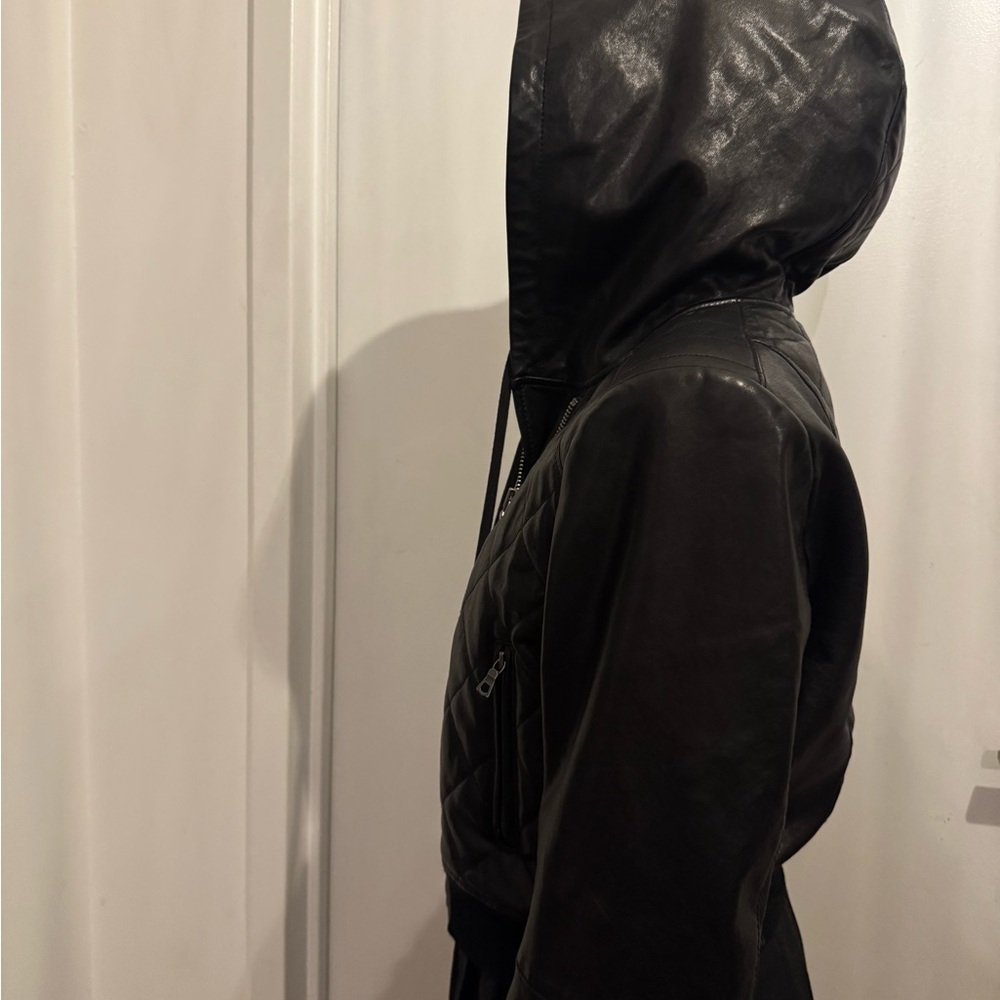 Black Quilted Leather Jacket - Picture 8 of 8